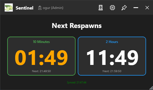 Ogur Sentinel Desktop - Widok timerów